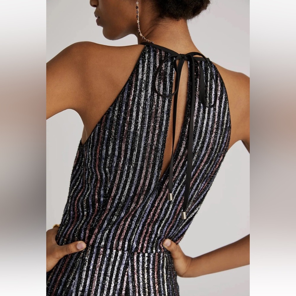 Anthropologie Maeve Disco Halter Jumpsuit size 0 wide leg womans - Picture 3 of 11